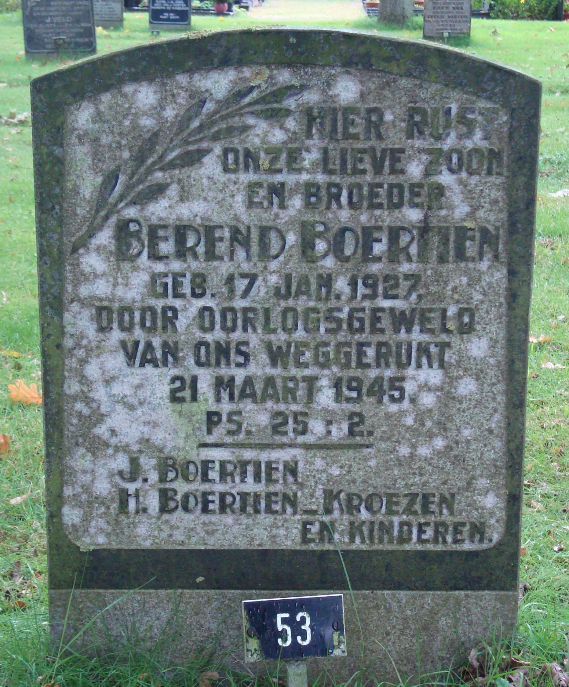 Afbeelding van graf of monument van Berend Boertien