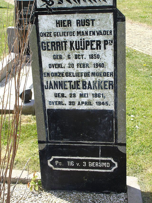 Afbeelding van graf of monument van Jannetje Kuijper-Bakker