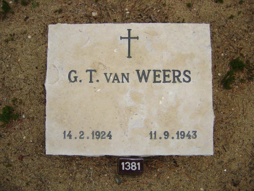 Afbeelding van graf of monument van Gerardus Theodorus van Weers