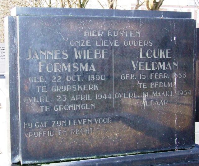 Afbeelding van graf of monument van Jannes Wiebe Formsma